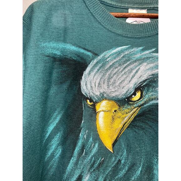 Vintage Bald Eagle Shirt Hazelwoods Green Bird Nature Animal Tee 90s 1990s Large - Picture 2 of 11